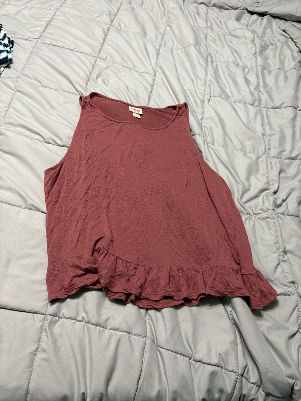 Mossimo Supply Co. Ruffle Hem Tank Top - Burgundy